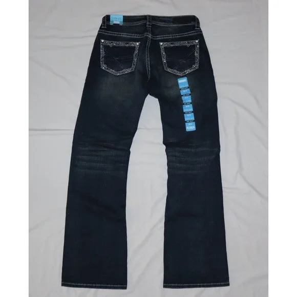 Rock & Roll Cowgirl Ladies Riding Boot Cut Jeans 29x34 Rhinestone Big Stitch - Picture 7 of 14